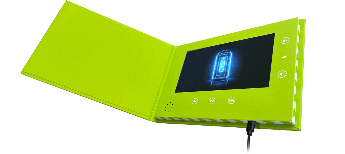 Full rechargeable and video brochures that can be easily updated